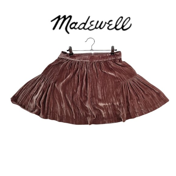 Madewell Pink Velvet Tiered Mini Skirt – Size 8 – Holiday Ready - Picture 1 of 10